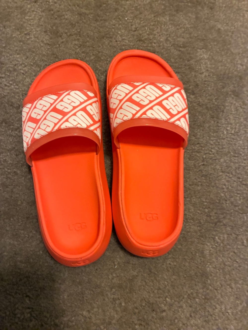 Bright Orange Logo Slide Sandals